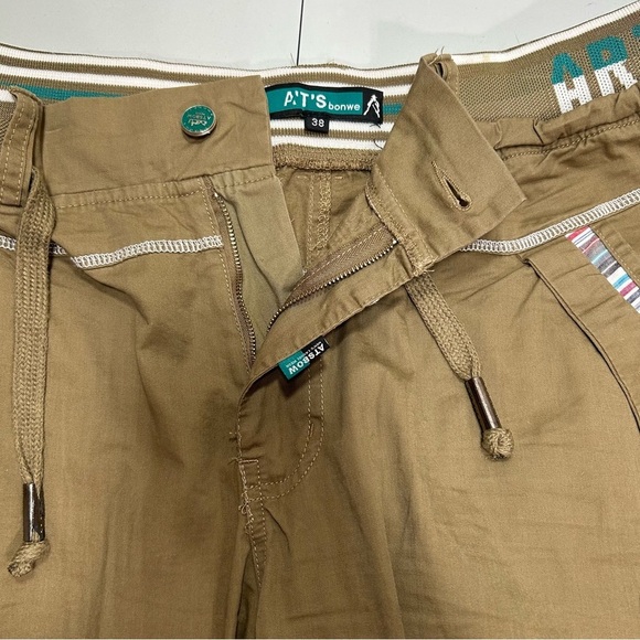 A’T’S bonwe Women 38 Brown Khaki Stretch Waist Drawstring Hiking Outdoor Capris - Picture 8 of 16